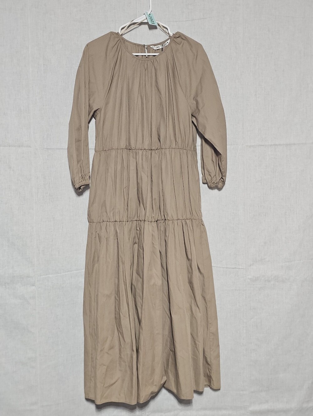Zara Taupe Tiered Maxi Dress